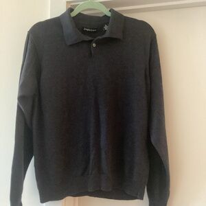 Joseph Abboud Dark Gray Merino Wool Polo sweater